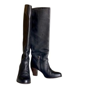 Filippa K Black Soft Leather Knee Heeled Boots 37 US 7
